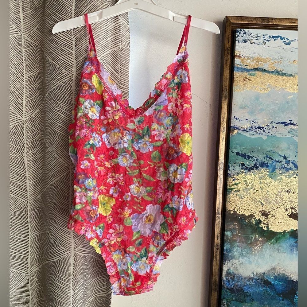 Hanky Panky  one piece body suit womens size L Multicolored Floral Print NWT